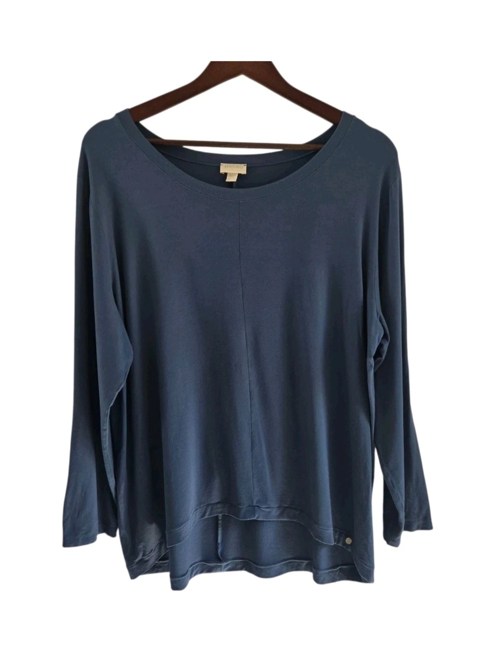 Hanro Blue Modal Yoga Long Sleeve Top Shirt Soft Womens Size XL